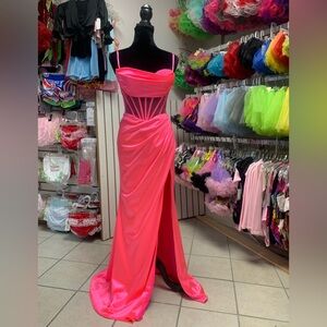 Size 8 Pink Corset Bustier Prom Homecoming Pageant Bridesmaid Evening Gown Dress